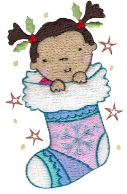 Picture of Baby In  Stocking Machine Embroidery Design