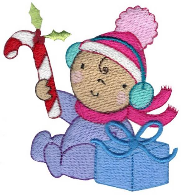 Picture of Baby and Candy Cane Machine Embroidery Design