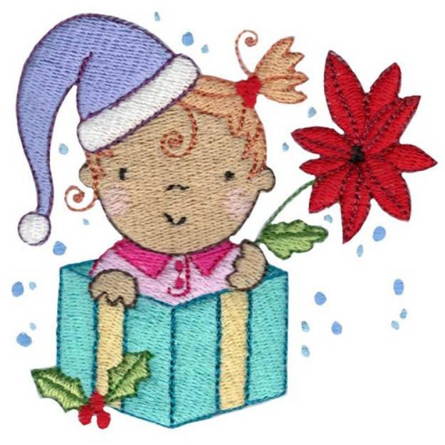 Picture of Baby In Present Machine Embroidery Design