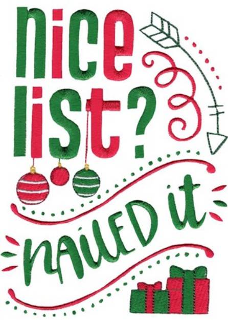 Picture of Nice List Nailed It Machine Embroidery Design
