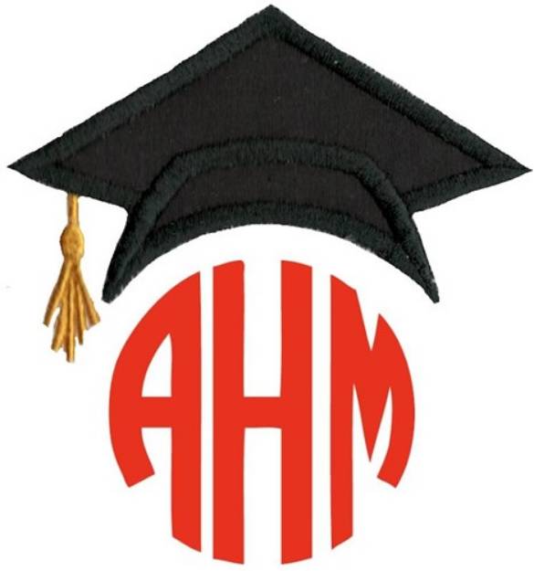 Picture of Graduation Cap Monogram Topper Machine Embroidery Design