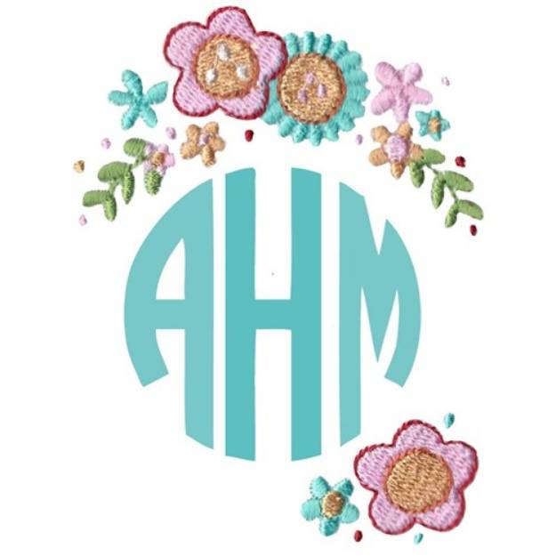 Picture of Floral Monogram Topper Machine Embroidery Design