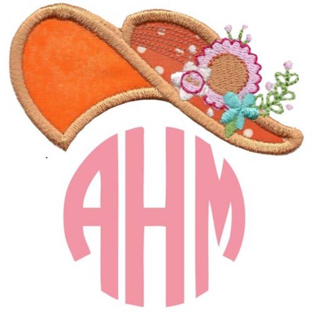 Picture of Floral Hat Monogram Topper Machine Embroidery Design