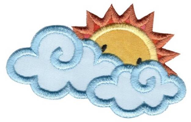 Picture of Sun Behind Clouds Applique Machine Embroidery Design