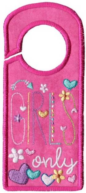 Picture of Girls Only Door Hanger Machine Embroidery Design