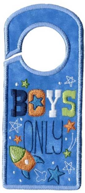 Picture of Boys Only Door Hanger Machine Embroidery Design