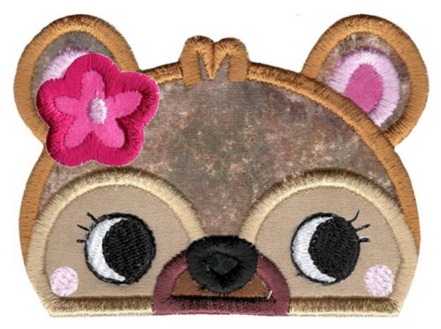 Picture of Girl Bear Topper Applique Machine Embroidery Design