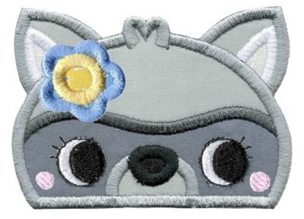 Picture of Girl Raccoon Topper Applique Machine Embroidery Design