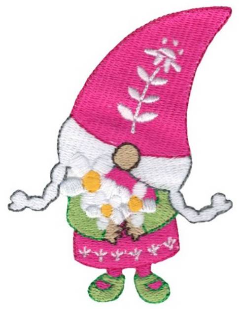 Picture of Girl Flower Gnome Machine Embroidery Design