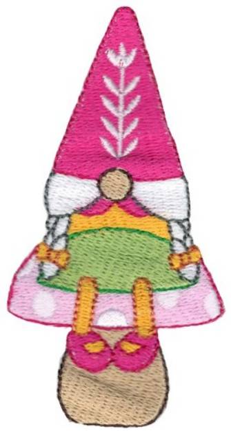 Picture of Gnome On Mushroom Machine Embroidery Design