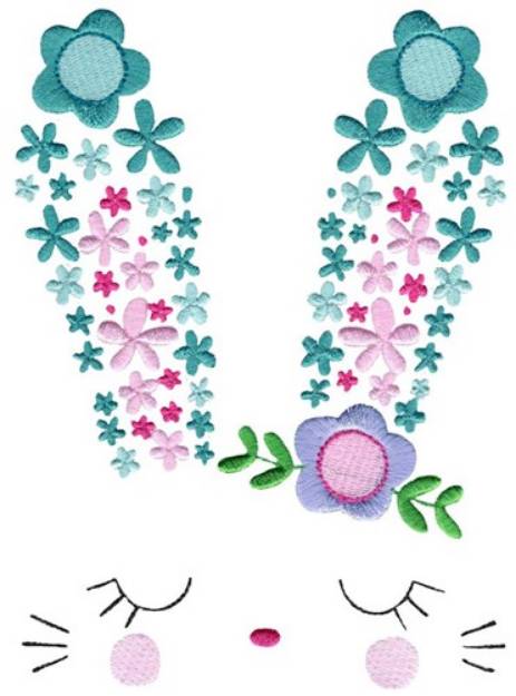 Picture of Floral Bunny Face Machine Embroidery Design