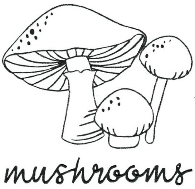 Picture of Mushrooms Outline Machine Embroidery Design