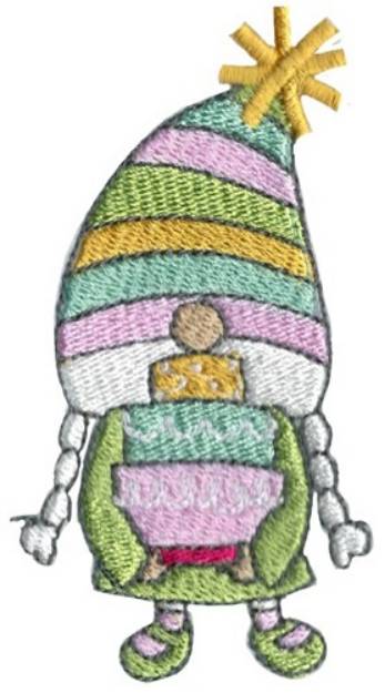 Picture of Girl Birthday Gnome Machine Embroidery Design