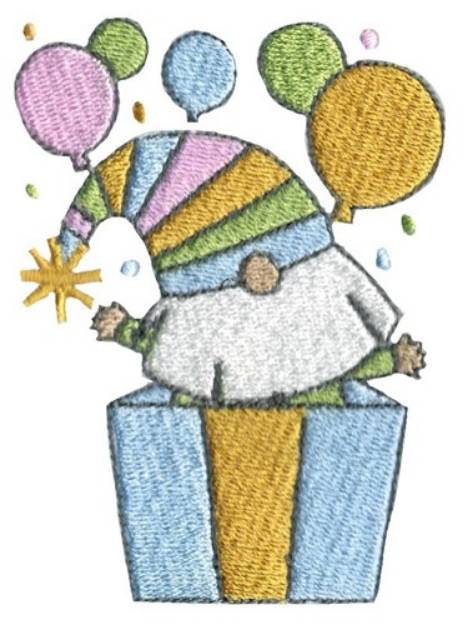 Picture of Birthday Surprise Gnome Machine Embroidery Design
