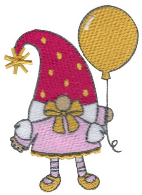 Picture of Balloon Girl Gnome Machine Embroidery Design
