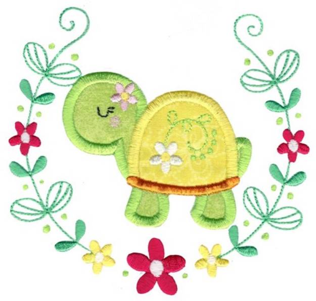 Picture of Applique Turtle & Laurel Machine Embroidery Design