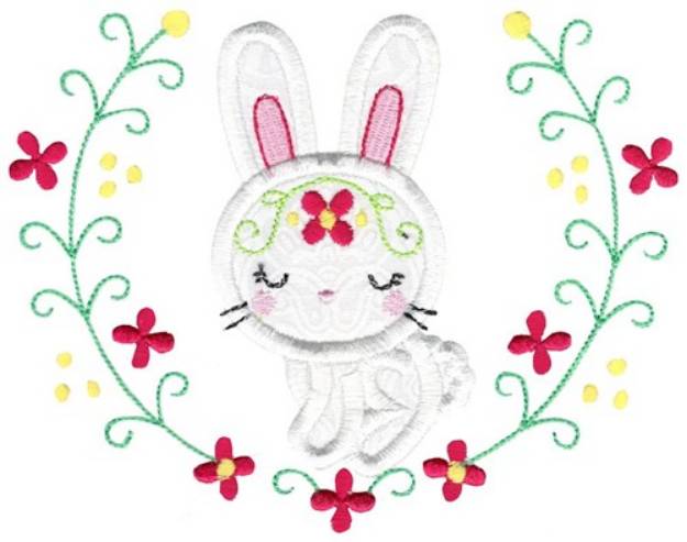 Picture of Applique Rabbit & Laurel Machine Embroidery Design
