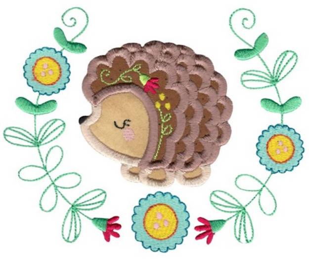 Picture of Applique Hedgehog & Laurel Machine Embroidery Design