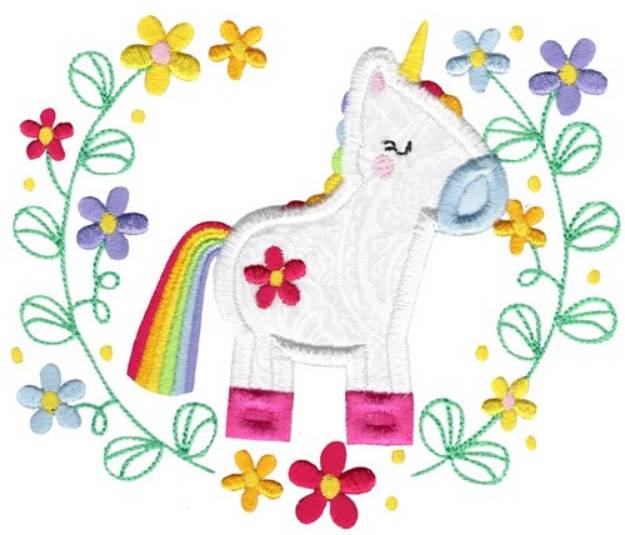Picture of Applique Unicorn & Laurel Machine Embroidery Design