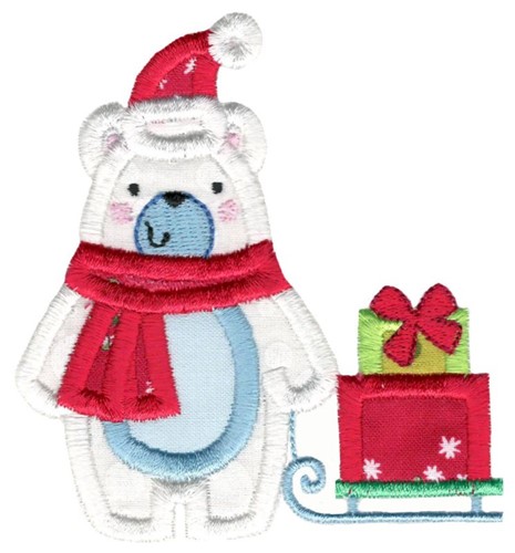 Christmas Polar Bear Applique Machine Embroidery Design