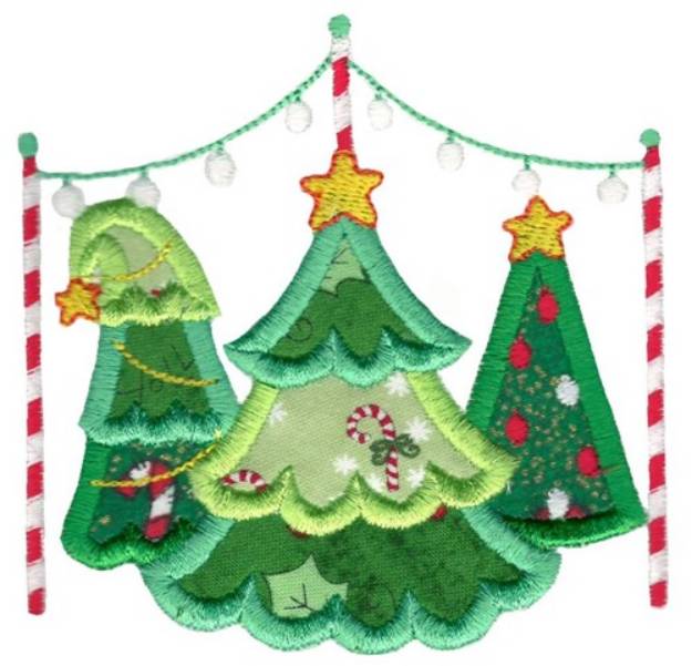 Picture of Christmas Trees Applique Machine Embroidery Design