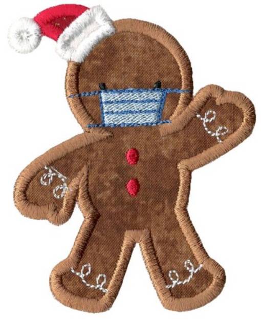 Picture of Face Mask Gingerbread Man Applique Machine Embroidery Design