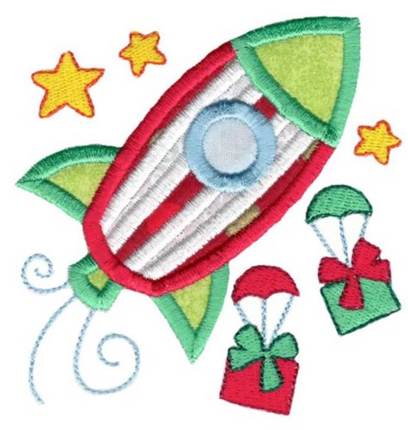 Picture of Christmas Rocket Ship Applique Machine Embroidery Design