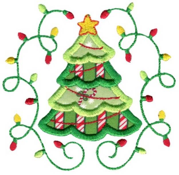 Picture of Applique Christmas Tree & Laurel Machine Embroidery Design