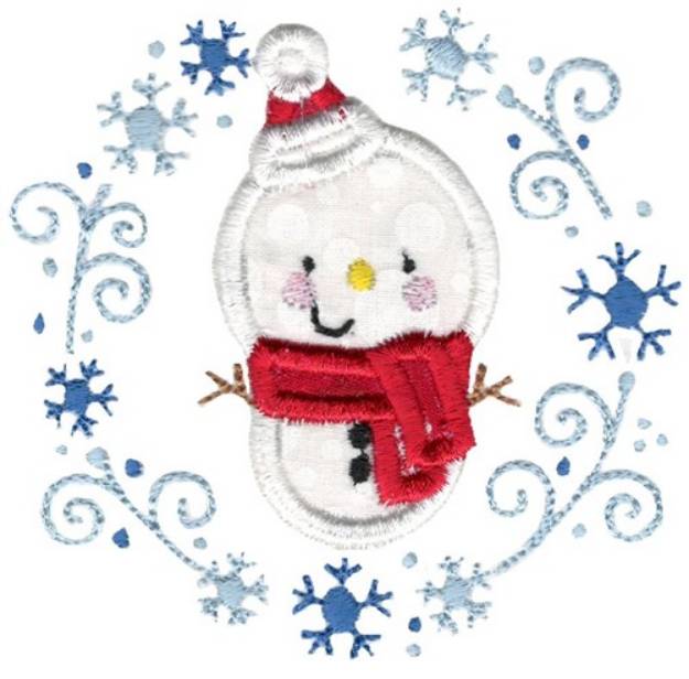 Picture of Applique Snowman & Laurel Machine Embroidery Design