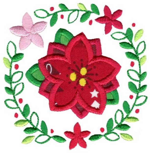 Picture of Applique Poinsettia & Laurel Machine Embroidery Design