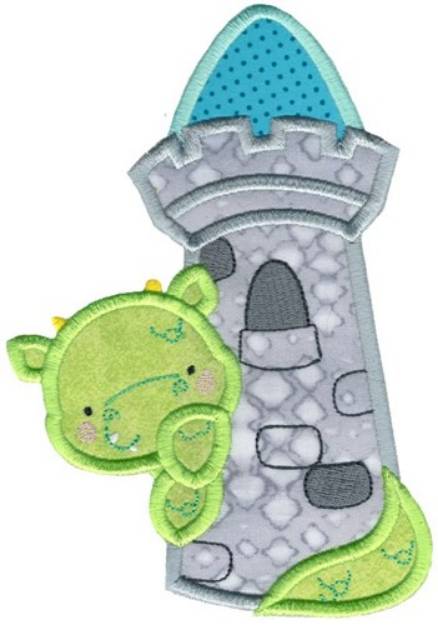 Picture of Dragon & Tower Applique Machine Embroidery Design