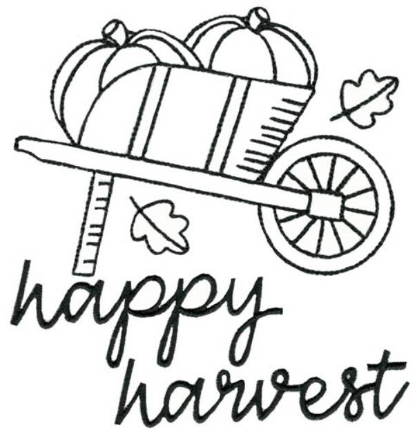 Picture of Wheelbarrow of Pumpkins Machine Embroidery Design