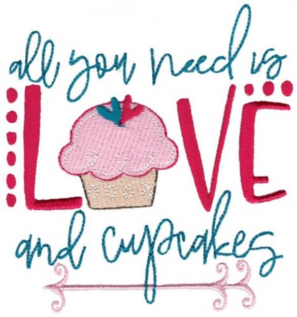 Picture of Love And Cupcakes Machine Embroidery Design