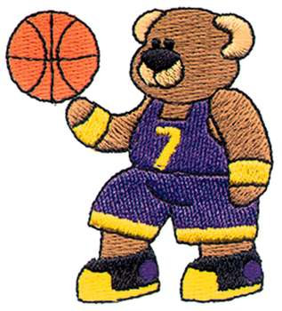 Basketball Bear Machine Embroidery Design