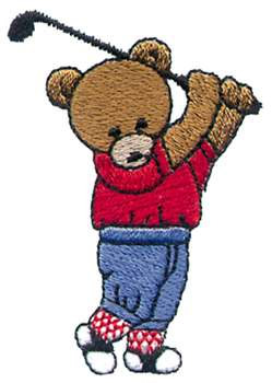 Golfing Bear Machine Embroidery Design
