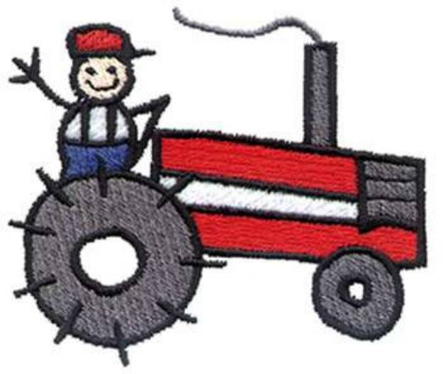 Picture of Farmer on Tractor Machine Embroidery Design