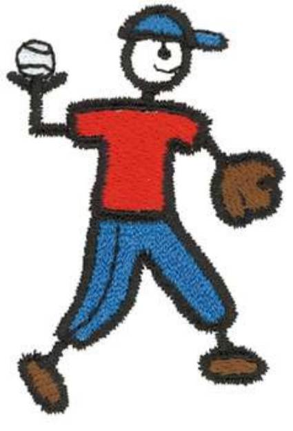 Picture of Stick Baseball Player Machine Embroidery Design
