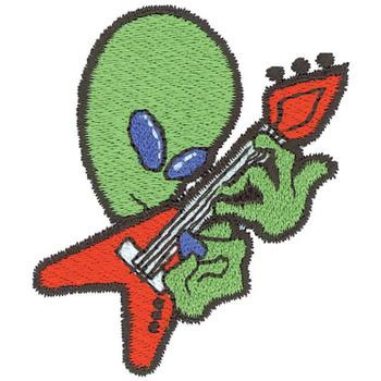 Alien Guitarist Machine Embroidery Design
