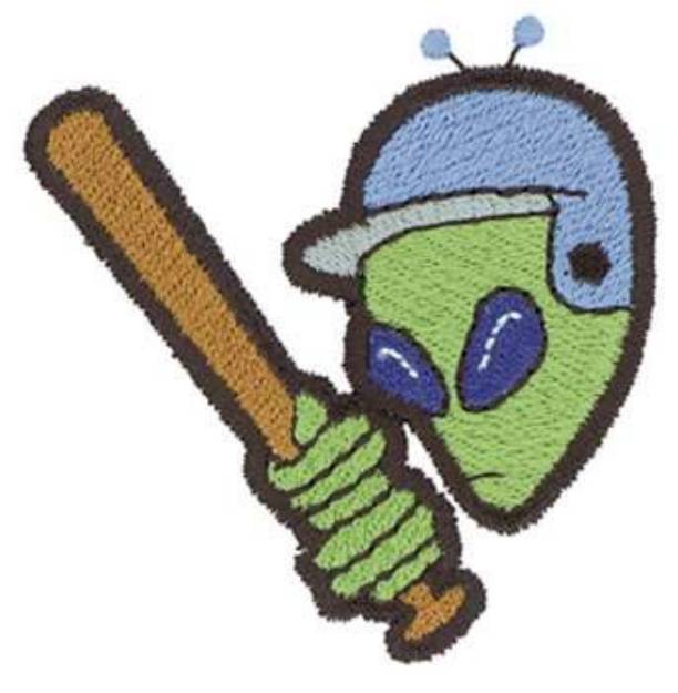Picture of Alien Baseball Player Machine Embroidery Design