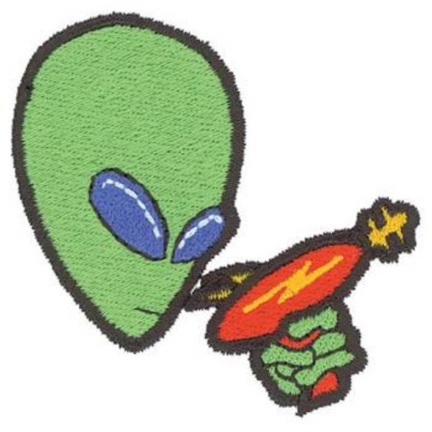 Picture of Alien With Laser Gun Machine Embroidery Design