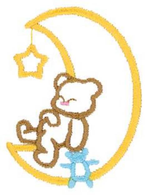 Picture of Bear On Moon Machine Embroidery Design