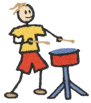Boy With Drum Machine Embroidery Design