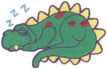 Snoozing Dino Machine Embroidery Design