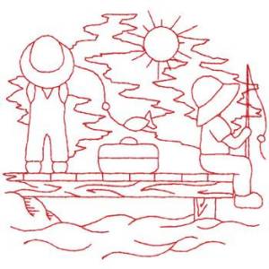 Picture of Boys Fishing Machine Embroidery Design