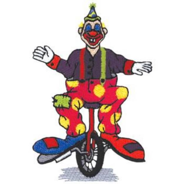 Picture of Clown On A Unicycle Machine Embroidery Design