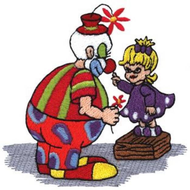 Picture of Clown & Little Girl Machine Embroidery Design