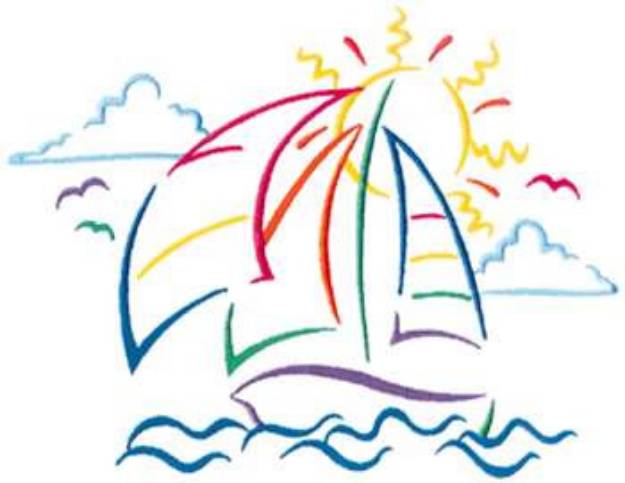 Picture of Small Sailboat Outline Machine Embroidery Design