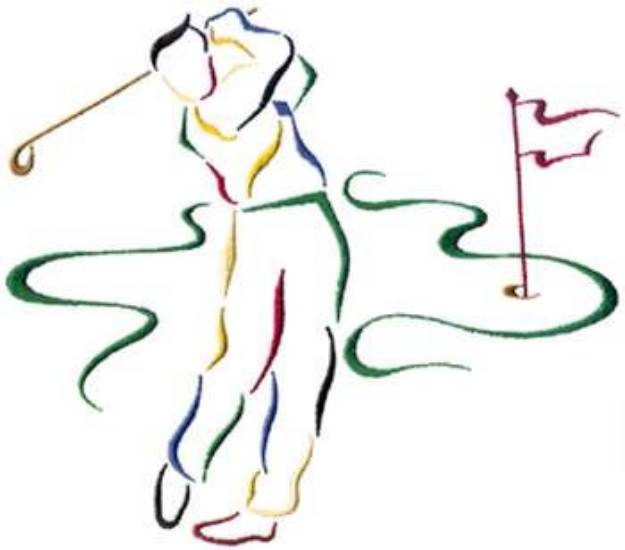 Picture of Small Golfer Scene Machine Embroidery Design