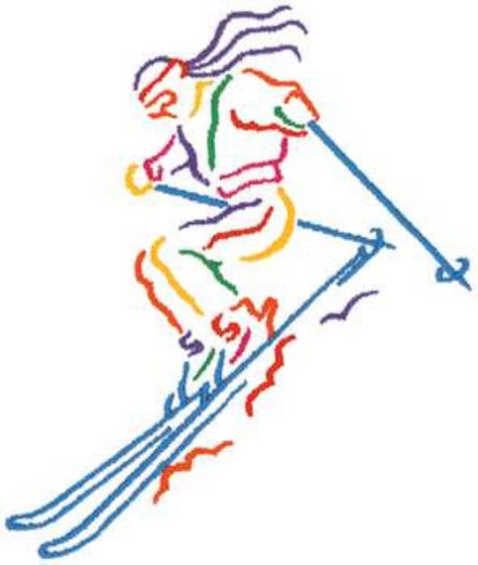 Picture of Small Woman Skier Machine Embroidery Design