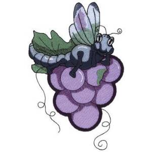 Picture of Grapes & Dragonfly Applique Machine Embroidery Design